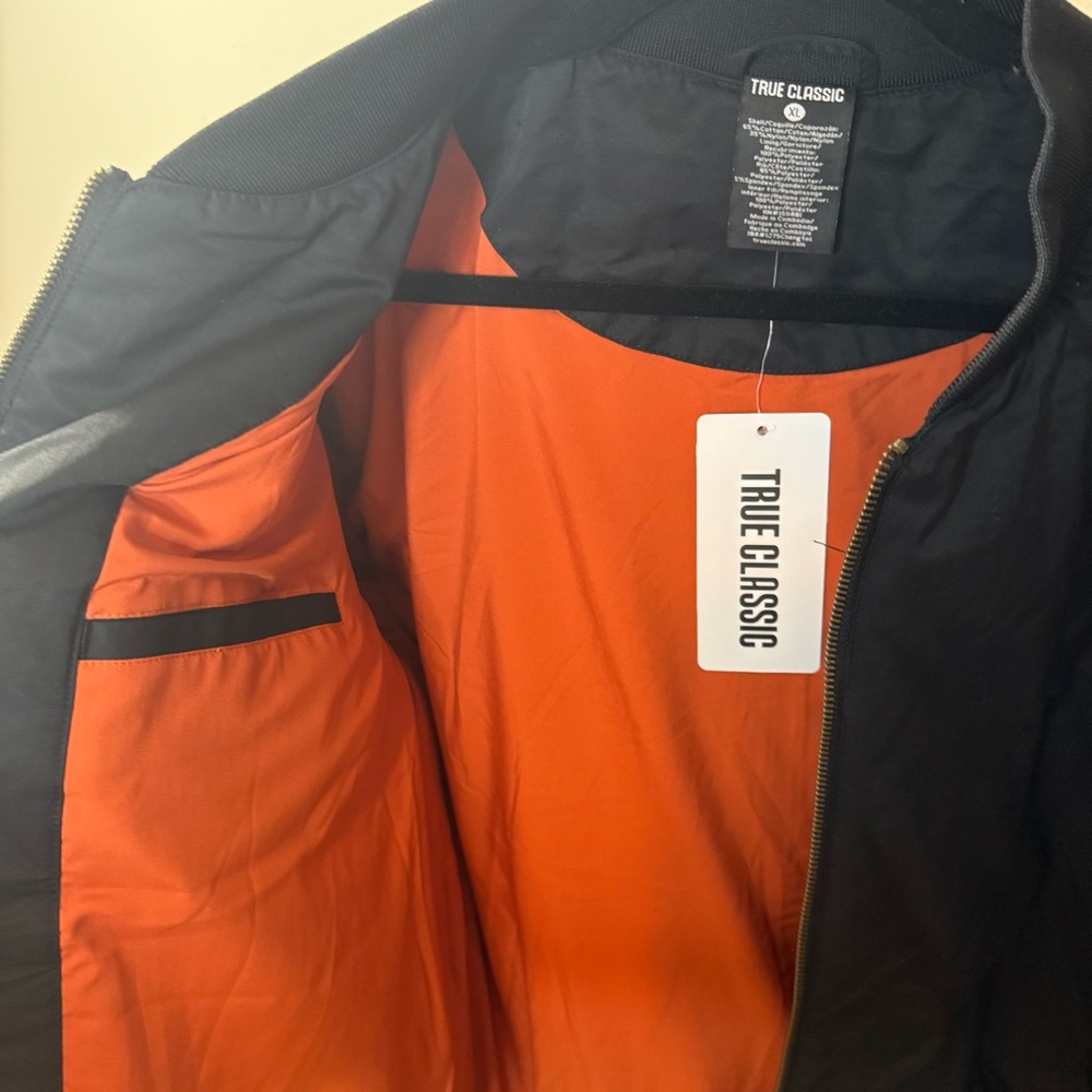 True Classic Men's Black Bomber Jacket - Picture 7 of 15